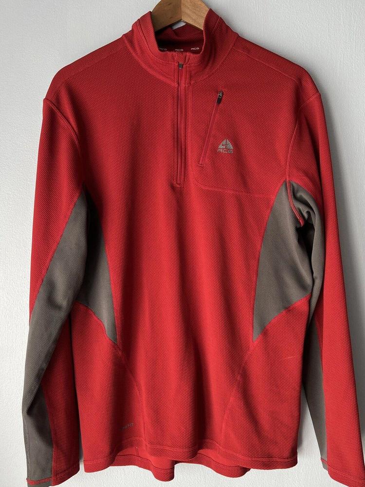 Nike ACG Fit Dry Dri-Fit Mens Medium Red Maroon Long Sleeve 1/4 Zip Pullover